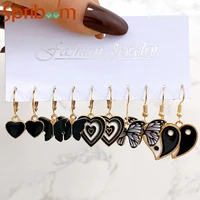 black heart drop earrings for women resin butterfly dangle fashion jewelry female statement earring set aesthetic accessories