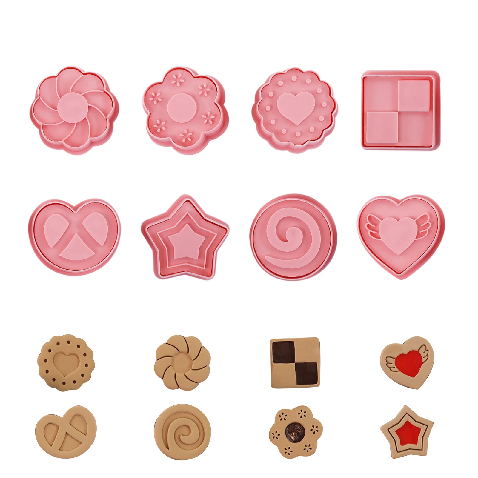 

8 Style Cookie Stamps Set 8-PCS -filled Cookie Stamp Set Biscuit Baking Mold Stampers Tool Birthday Party Decoration Supplies