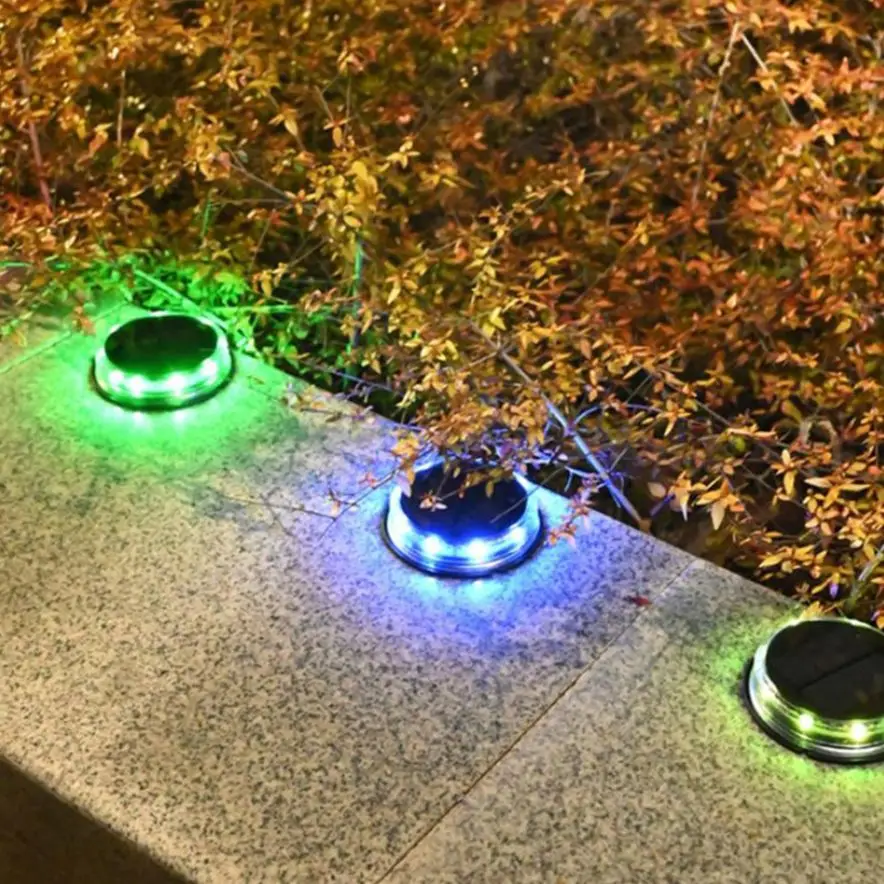 

4PCS LED Solar Pathway Light Underground Light Outdoor IP65 Waterproof Ground Lamp for Garden Decoration Solar Power Disk Light
