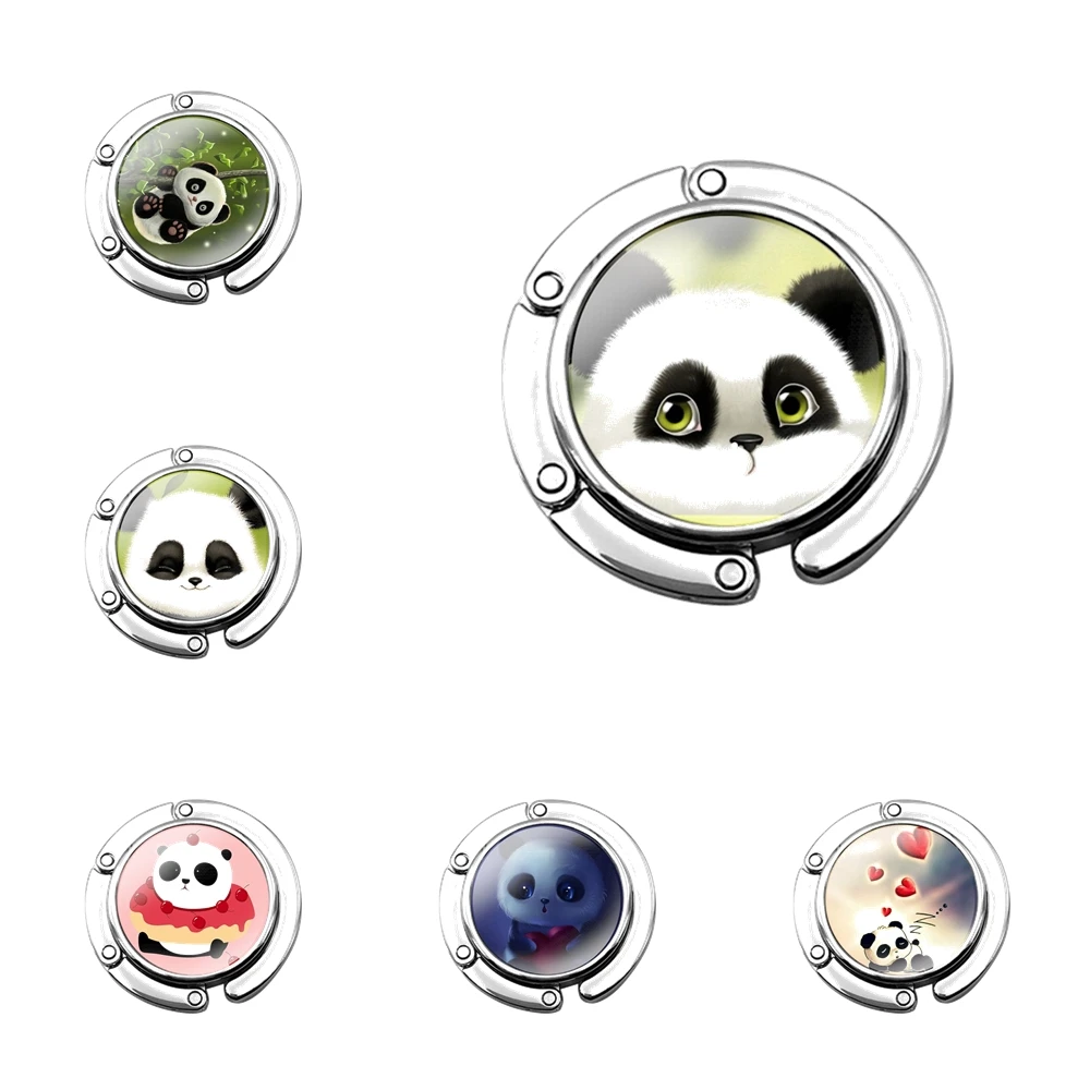 

Cute Panda Foldable Purse Hook for Women's Table Handbag Storage Folding Decor Table Hook Fashion Cartoon Design Creative