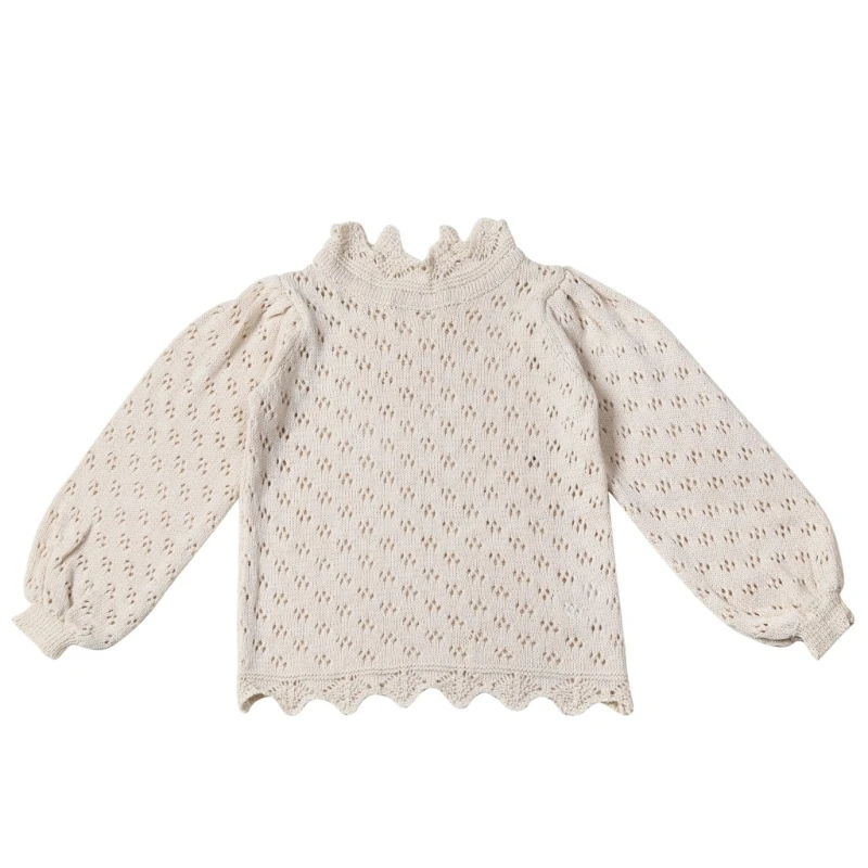 Baby Girls Lace Sweater Toddler Cotton Knit Pullover Top Long Sleeve Autumn Hollowed Out T-shirt for 9Month to 5T Kids