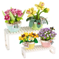 mini bonsai building blocks flowers diy creative simulation bouquet potted model ornaments childrens toys girls birthday gifts