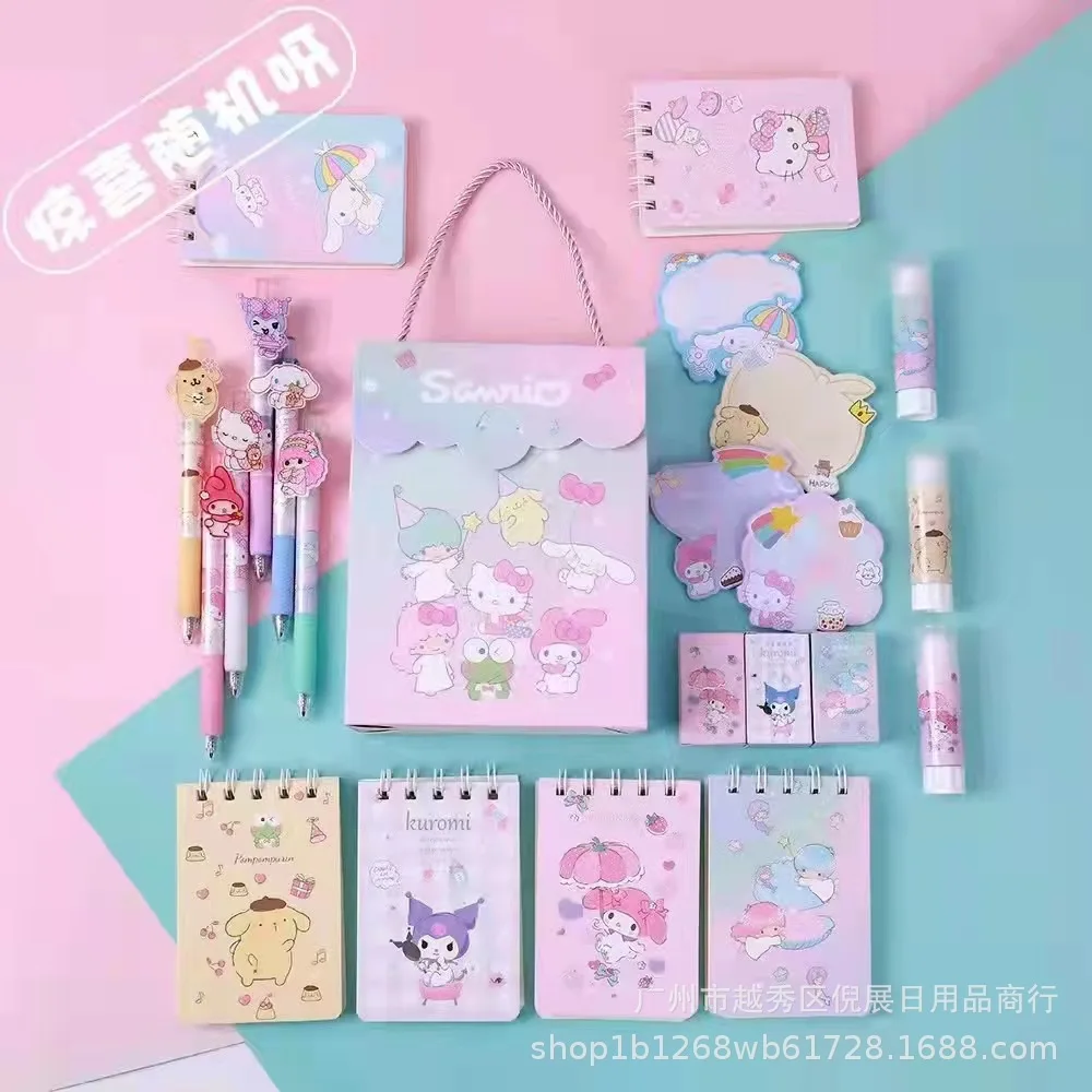 

Kawaii Hello Kitty Stationery Portable Lucky Bag Gift Bag Full Bag Creative Student Gel Pen Notepad Learning Supplies Bag Gift