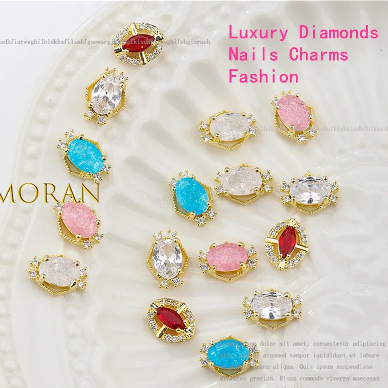 

2PCS New Glass Nail Art Charms Luxury Diamond Glitter Decoration Top Rhinestones Gems Stones 3D Jewelry Nails Crystals Supliers