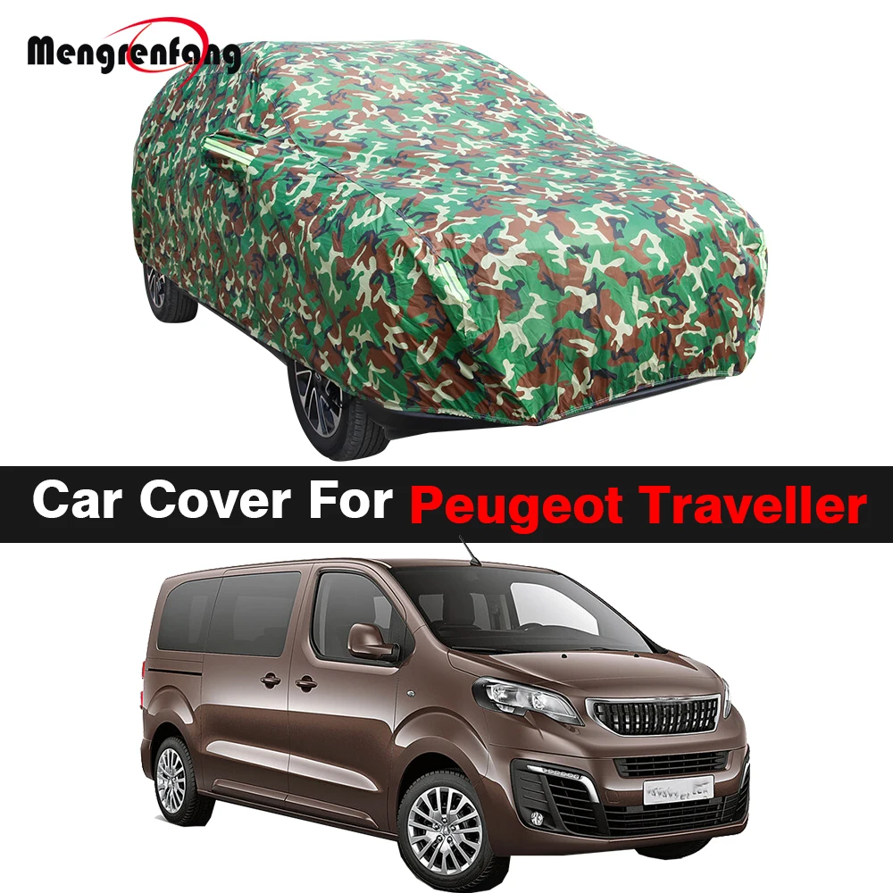 Full Camouflage Car Cover MPV Outdoor Anti-UV Sun Shade Rain Snow Protection Cover Waterproof For Peugeot Traveller