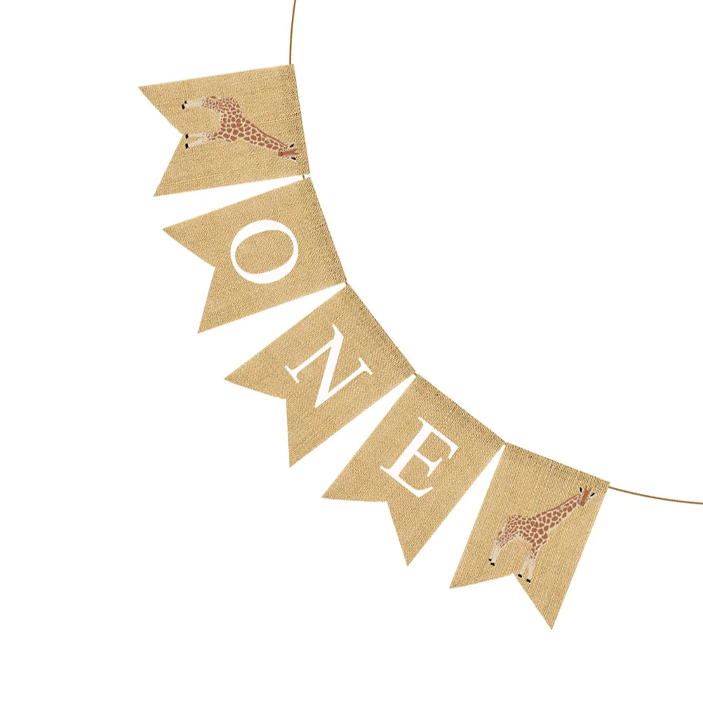 

Banner Birthday Baby Bunting Burlap Swallowtail 1 Party Shower Linen Flags Flag Garland Highchair 1St Decorations