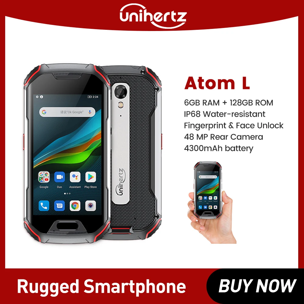 Rugged Smartphone Unihertz Atom L 6GB+128GB Android 11 48 MP Camera 4300mAh Fingerprint Dual Sim NFC Cellphone Fast Charging