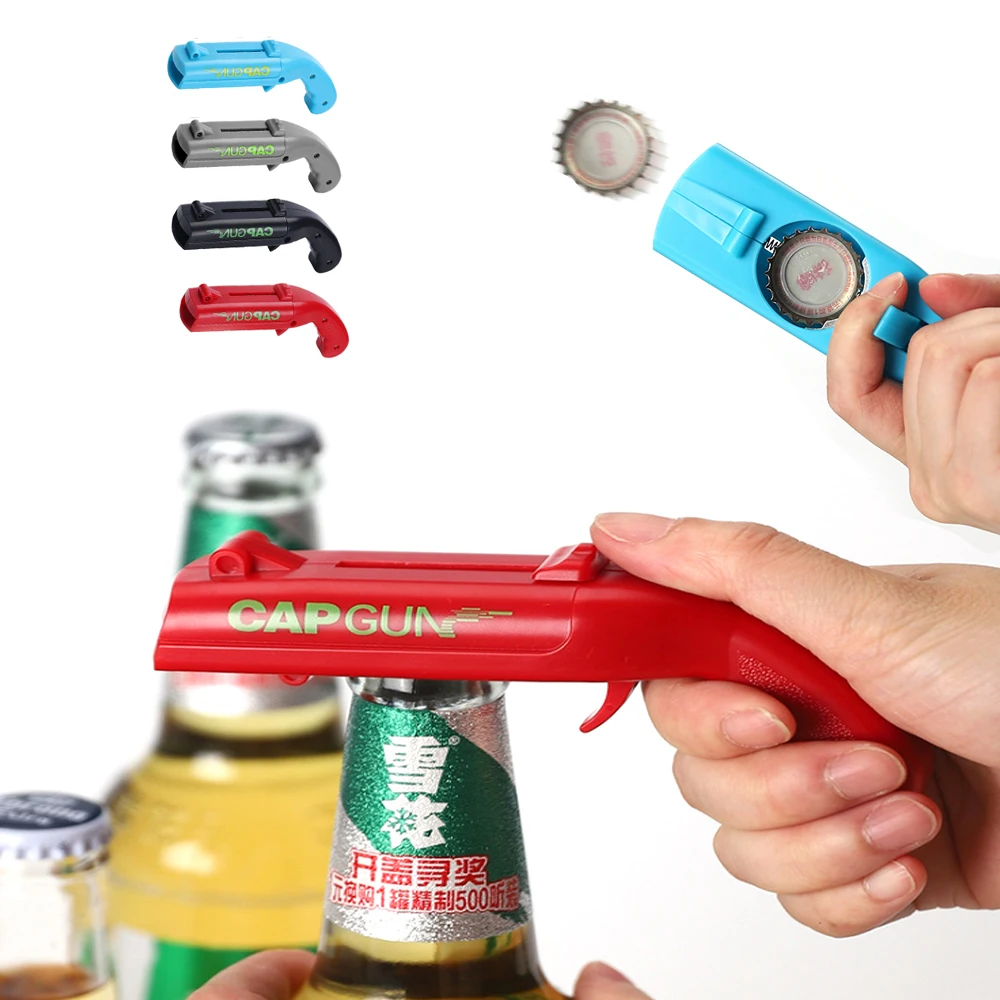 

Cap Gun Beer Opener Bottle Flying Cap Launcher Shooter Party Drinking Game Toy Kitchen Gadget Bar Accessories destapador pistola