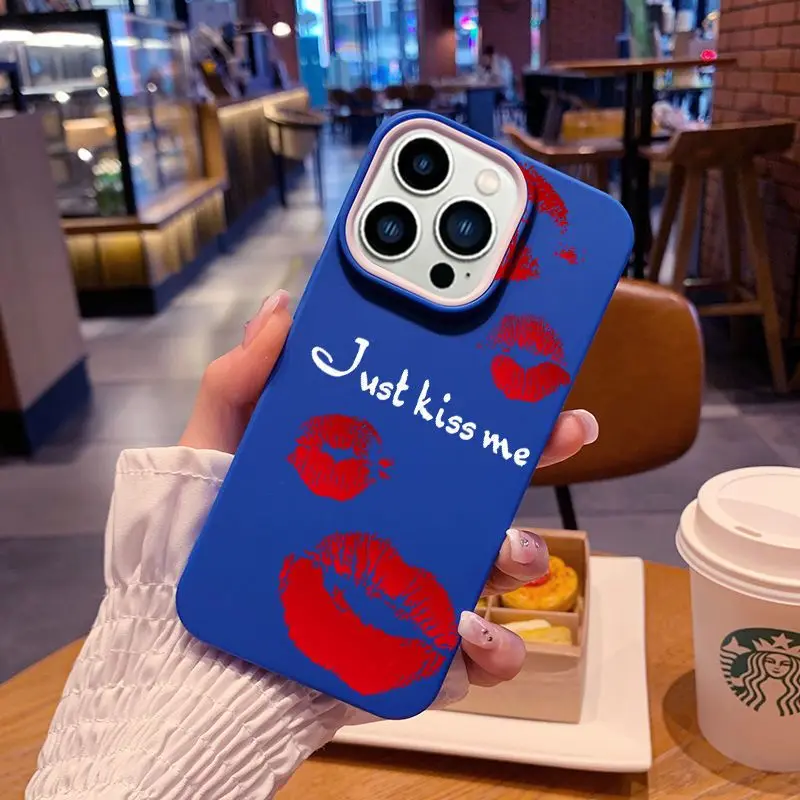 

Suitable for iPhone 11 13 12 14 Pro 14 Pro Max XS XR2022 Spicy Girl Red Lip Soft Rubber Phone Case Full Wrap Straight Edge