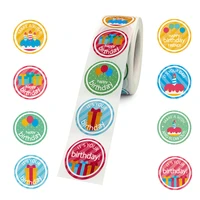 cute happy birthday stickers birthday gift decoration tag sealing label kids toys gift package scrapbooking stickers 50 500pcs