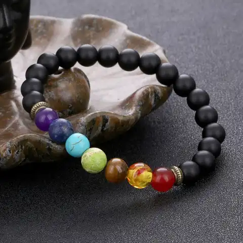 Everyday jewelry will make you fashionable male and female colorful bracelet of volcanic stone and beads