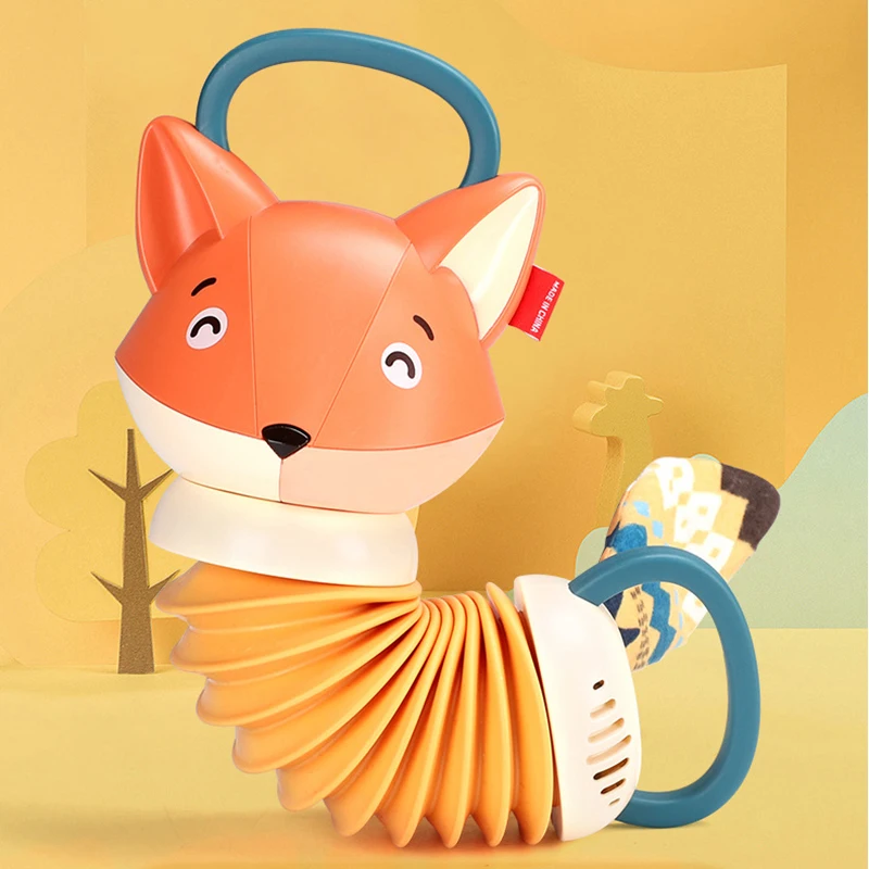 

1-3 Years Old Baby Musical Instrument Comfort Toy Fox Accordion Exercise Baby's Hand Grasping Ability Toys Gifts For Boys Girls