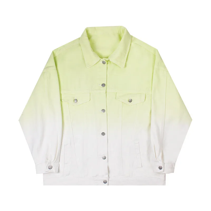 Джинсовая куртка женская с длинным рукавом винтажная свободная повседневная