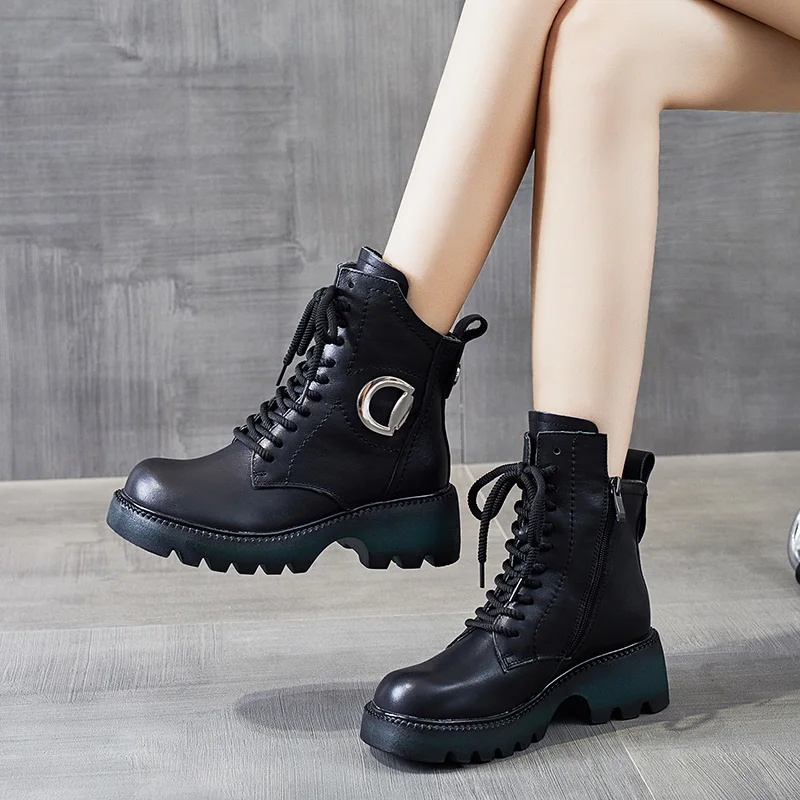 

Женские кожаные ботинки до щиколотки, осенние ботинки ручной работы из натуральной кожи, рыцарские ботинки для верховой езды, ретро Обувь, ...