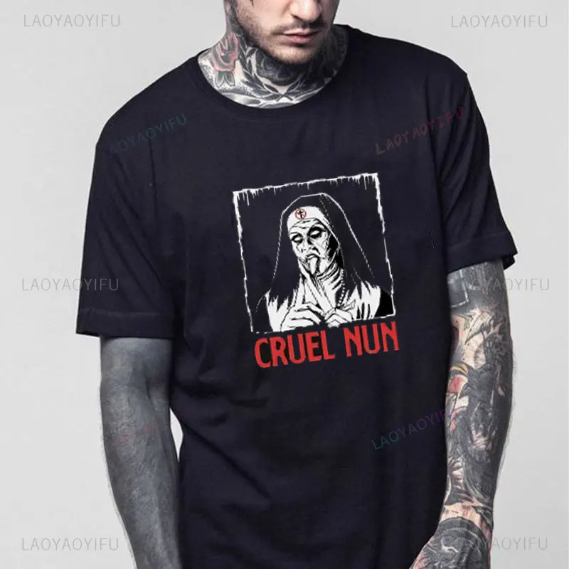 Принт The Bad Nun Мужчины Женщины Футболка Креативность Unholy Evil Летняя футболка Модная