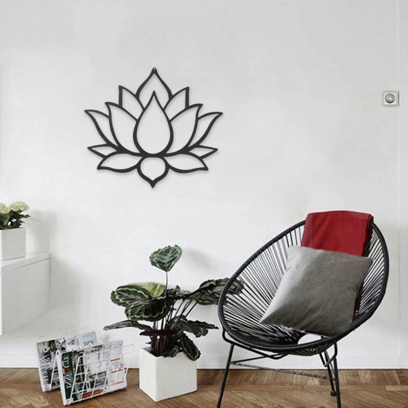 

Металлическая Настенная картина с цветком лотоса, настенный знак, Декор, домашние украшения для гостиной, кабинета, спальни, столовой