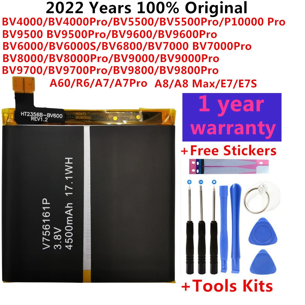 100 original for blackview a20 bv4000 bv5000 bv6000 bv6000s bv6800 bv7000 bv8000 bv9000 bv9500 bv9600 bv9700 pro phone battery free global shipping