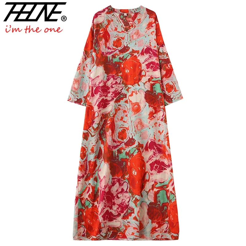 THHONE Новое весенне-летнее платье для женщин 2025 года винтажное свободное с