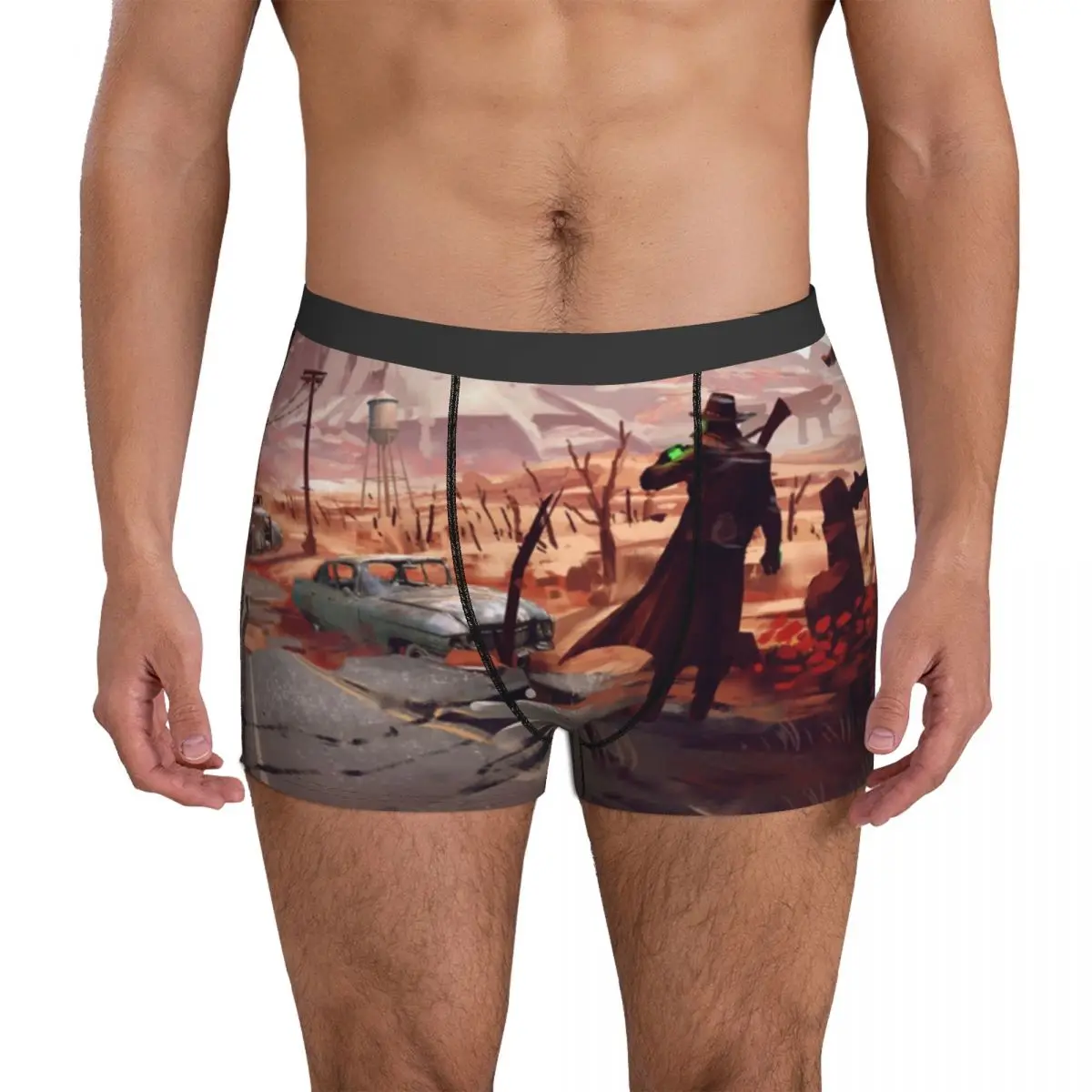 Fallout 4 The Wasteland Underwear gaming art ruin sky alone back Customs Trunk High Quality Male Panties Plain Shorts Briefs