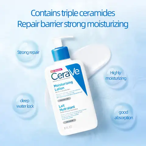 Увлажняющий лосьон CeraVe для сухой кожи, увлажняющий крем для тела и лица с гиалуроновой кислотой и керамидами, продукты для повседневного ух...