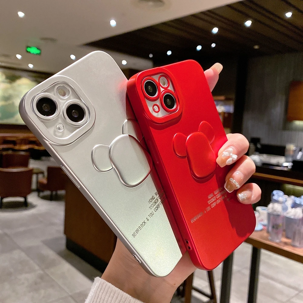 

Cute 3D Bear Electroplating Phone Case For iPhone 13 12 11 Pro Max X Xr Xs Max 7 8 Plus SE 2 Soft Silicone Shockproof Back Cover