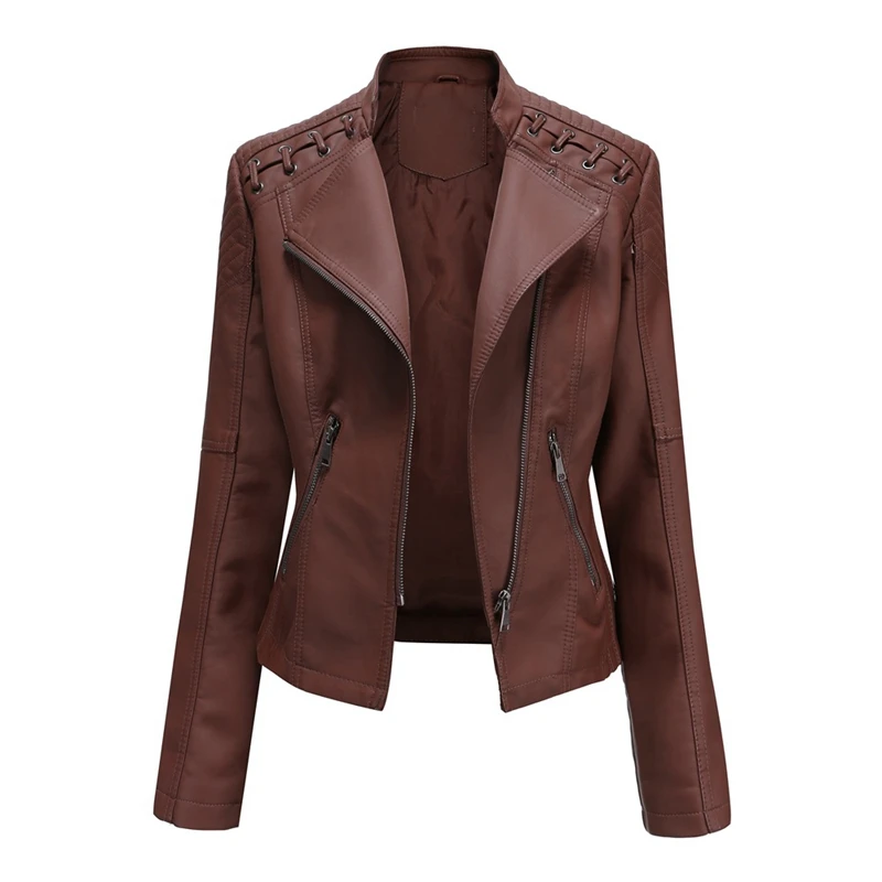 CCI Fashion Faux Leather Jackets Basic Women Outfits Moto Biker Coat  Clothes Gothic PU TOP Outwear YJ010C