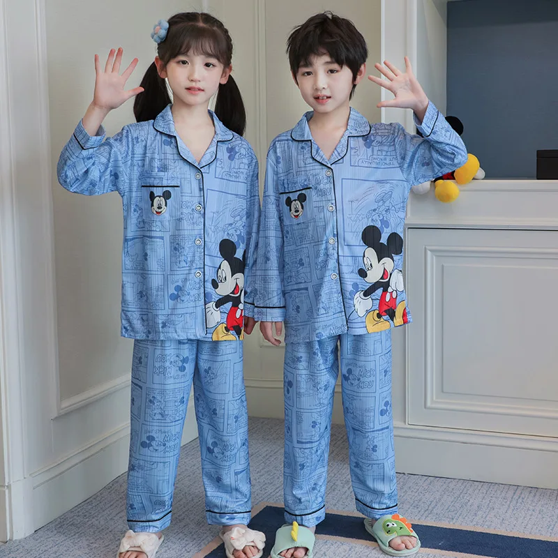 

2023 Disney Mickey Mouse Pajamas for Kids Autumn Children's Pajamas Set Homewear Korean Baby Cardigan Set Pijama Infantil