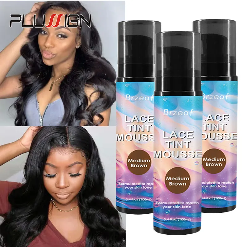 Plussign Lace Tint Spray Wig Mousse For Dye Hair Tasteless Quick Dry Wig Tint Mousse Alcohol-Free Portable Hair Coloring Tools
