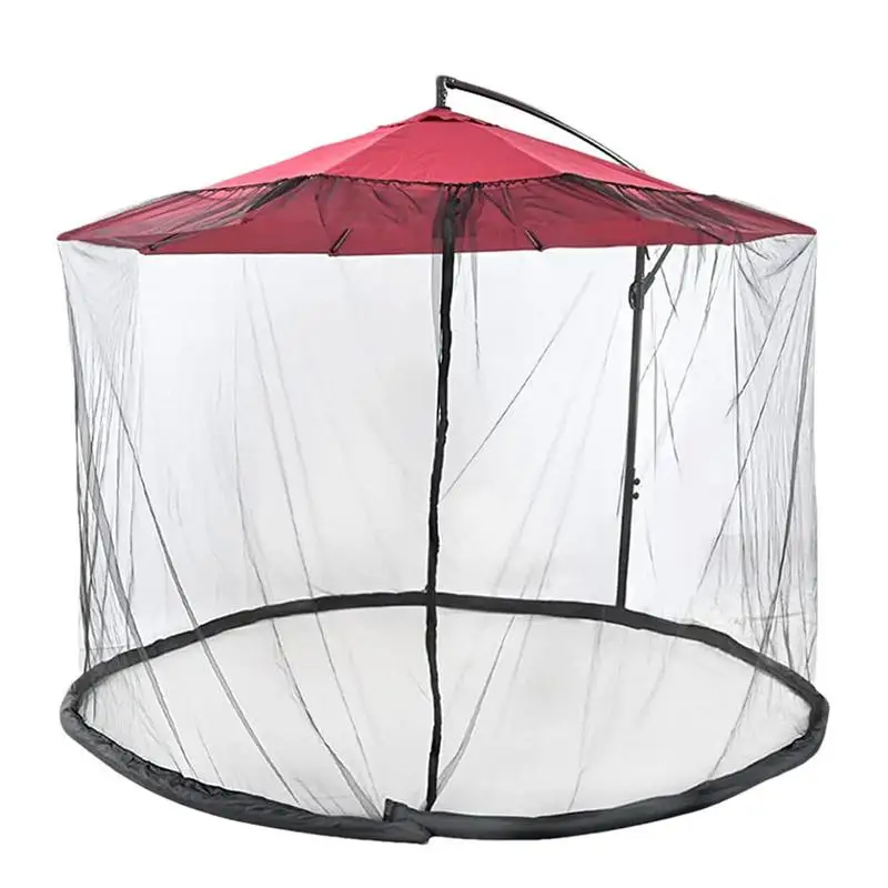 

Patio Umbrella Net Polyester Bugs Netting Lightweight Round Hanging Parasol Mesh With Double Zipper Door