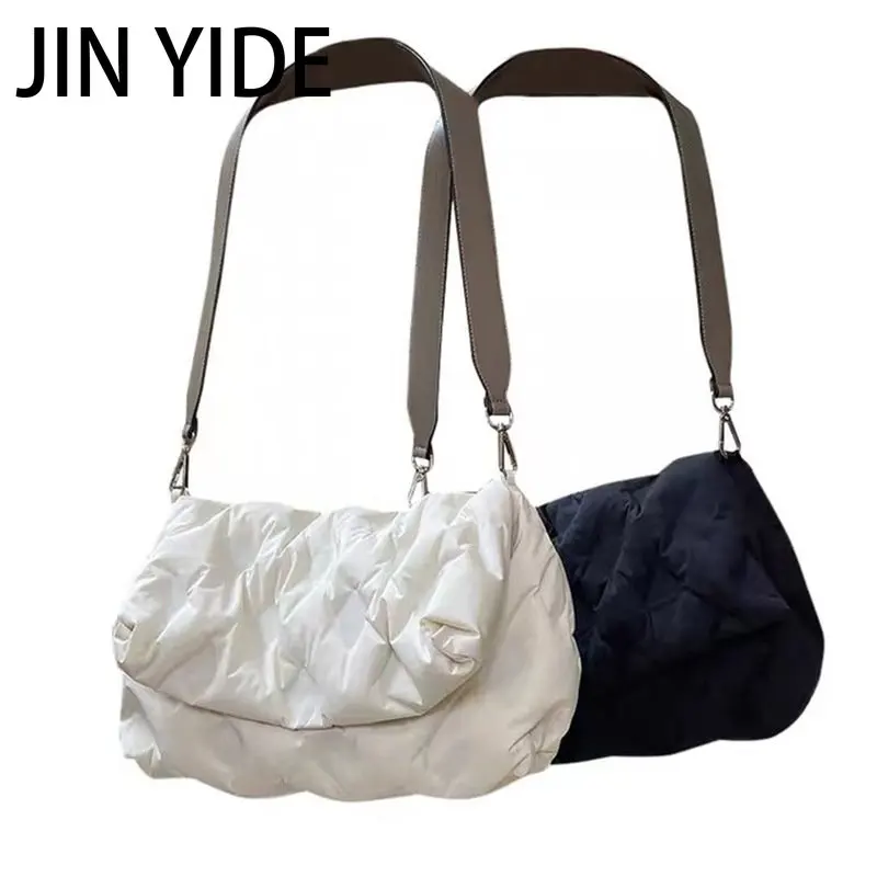 Fashion Padded Puffy Crossbody Bag for Women Designer Quilted Shoulder Bags Luxury Nylon Messenger Bag Casual Big Flap Purses