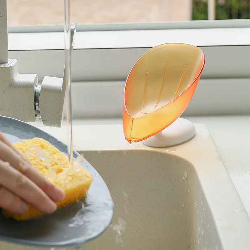 

Leaf Shape Soap Box Drain Soap Holder Bathroom Accessories Suction Cup Soap Dish Tray Soap Dish for Bathroom Soap Container