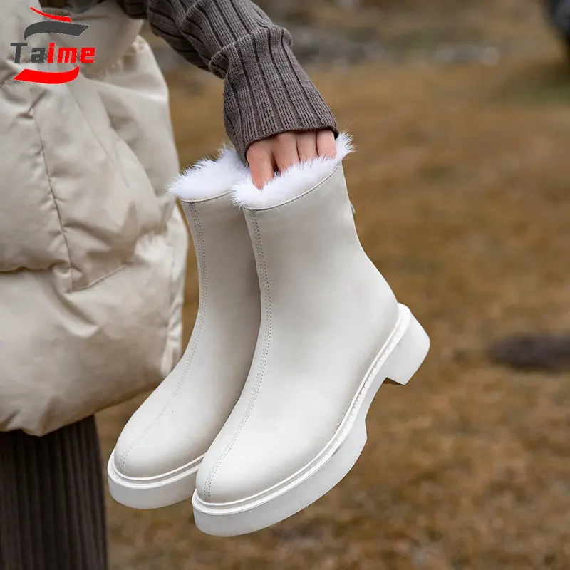 

New In Ankle Boots High Quality Botines Winter Women Low Heel Round Toe Keep Warm Casual Shoes Botas De Mujer Botins Bottes