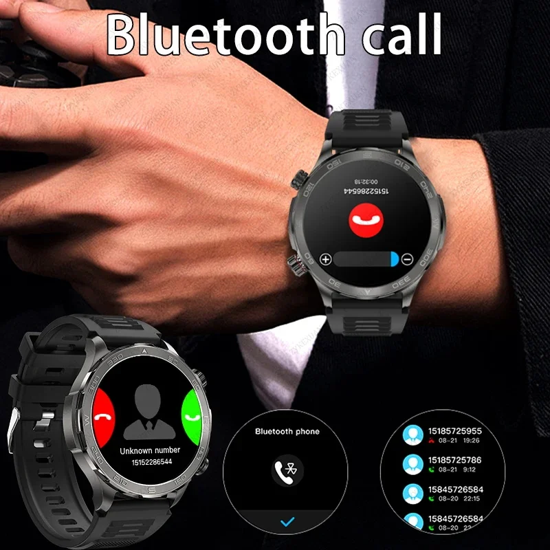 Фото Новые умные часы с GPS-трекером для мужчин, AMOLED HD-экран, для занятий спортом на открытом воздухе, фитнеса, с измерением пульса, NFC, водонепроницаемые IP68, с функцией Bluetooth-звонков №4