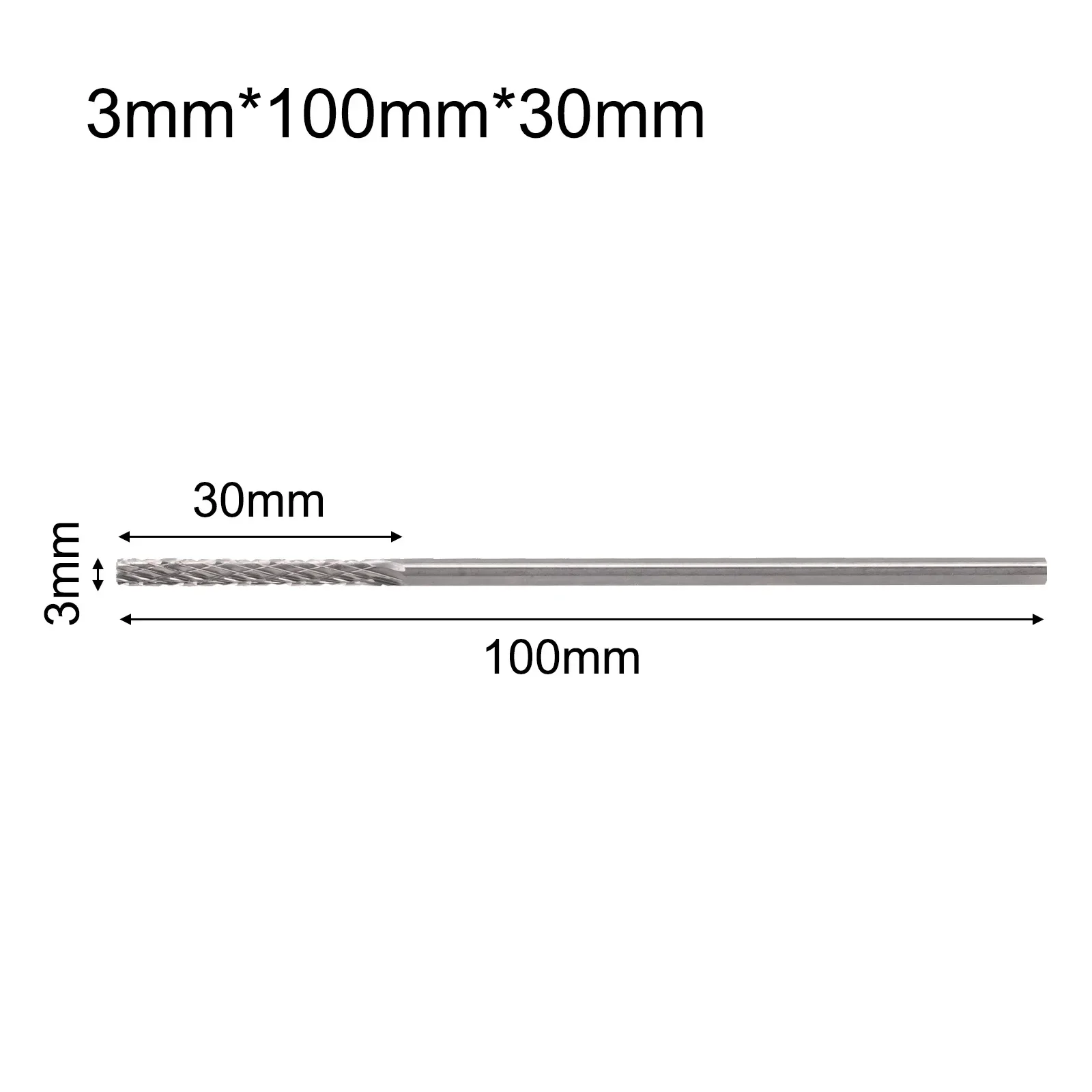 Для вращающегося инструмента, 1 шт., 3 мм, 1/8, твердосплавные боры с длинным хвостовиком для фрезы, заусенцы, вращающиеся для металлообработки, резьбы по дереву, ювелирные изделия