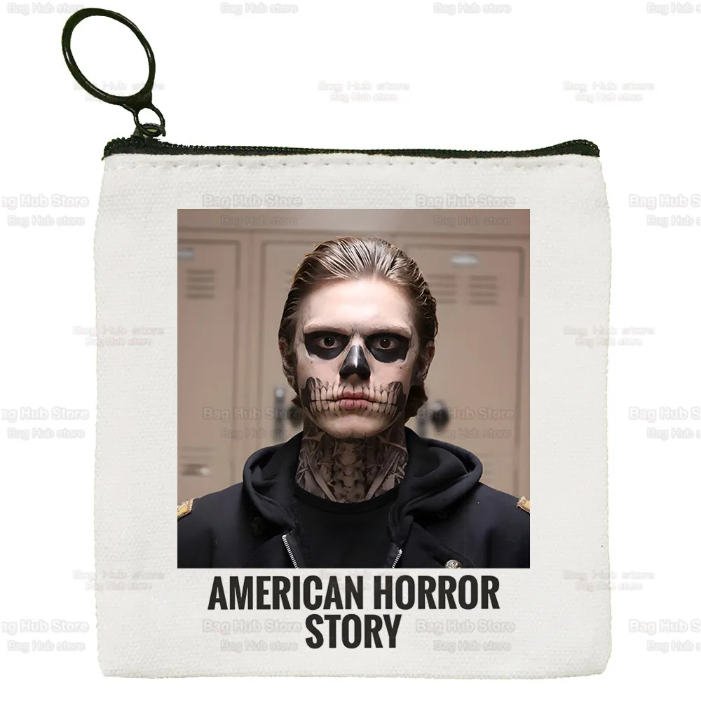 Evan Peters Coin Purse Custom Logo Storage Pouch Skull Ahs Roanoke Canvas Bag  New Coin Bag Key Coin Purse