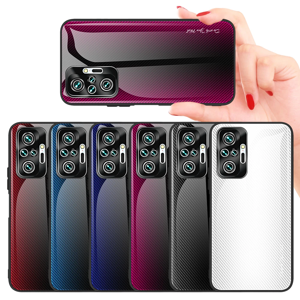 

Stripe Gradient Glass Phone Case For Redmi Note 12 11 10 9 Pro 10S 9S 9T 8T Tempered Glass Protective Cover Redmi 10 9A 9T 8A 7A