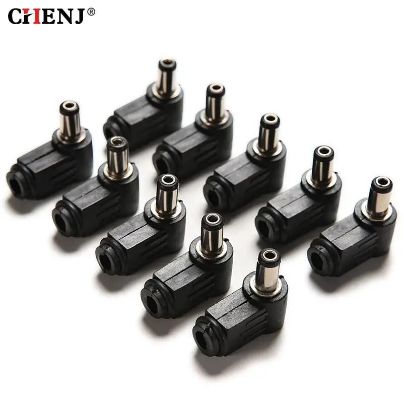 Cabo de Alimentação 90 Graus Ângulo Direito Macho Tomada Cabo de Solda Ponta Conector do Adaptador 2.1×5.5 mm 2.1 mm 10 Pcs Preto dc