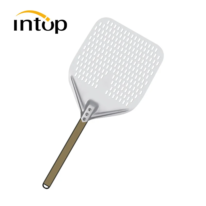 Высококачественная 12-дюймовая алюминиевая перфорированная лопатка для пиццы с