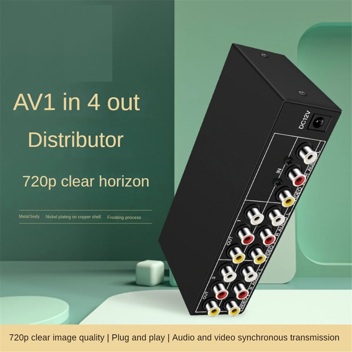 4-полосный AV-разветвитель 1 в 4 Композитный RCA 1X4 разветвитель для видео аудио