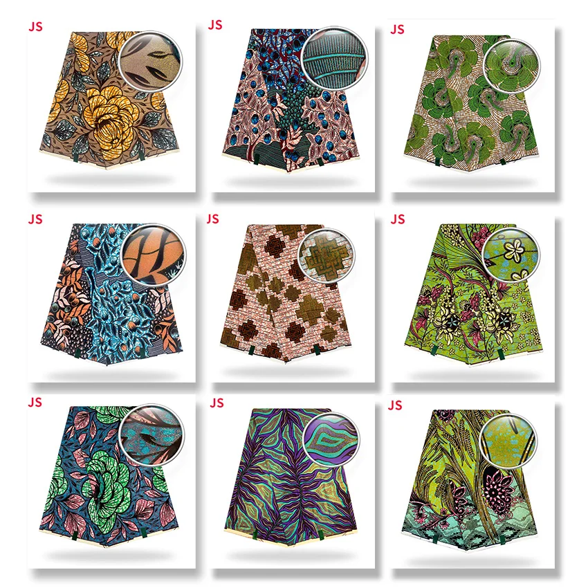 

African New Design ​real prints Textiles ​Glitter Glam wax fabric Abrasion-Resistant Party Dress Cloth 211229