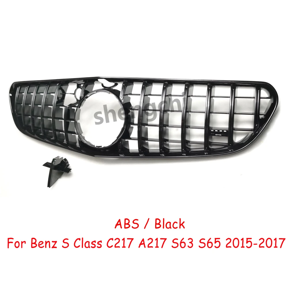 Фото Решетка переднего бампера в стиле W217 GT для Mercedes Benz S Class A217 C217 Coupe S63 S65 AMG Grills 2015-2017, без подходит для S500 S550 S560 №2
