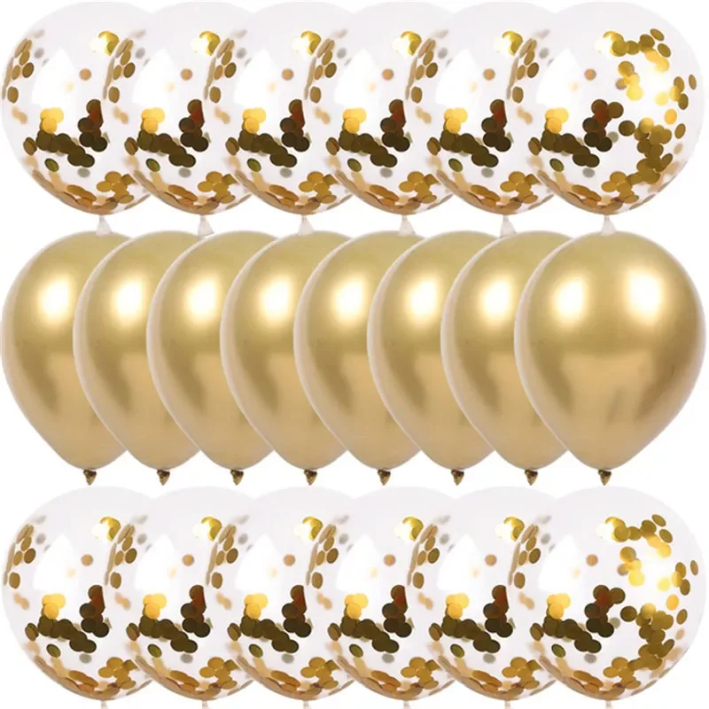 

NEW2023 20pcs Gold Confetti Balloons Set Metallic Chrome ballon Birthday Party Wedding Decoration Anniversary Globos Baby Shower