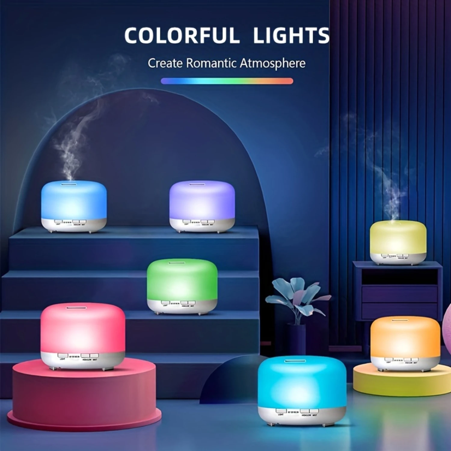 Ultimate Relaxation 500ml Essential Oil Diffuser & Humidifier with 7 LED Lights Nightlight Timer Control and Auto-Off - Tr