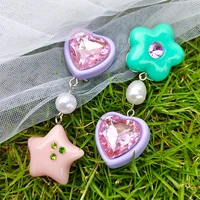best lady temperament flower earrings for woman acrylic resin pearls heart star drop earringe earrings party accessories