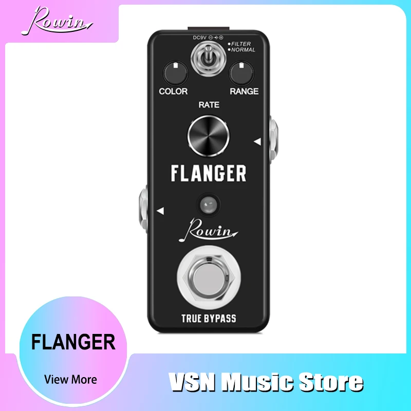 

Педаль Flanger Rowin для гитары, винтажная аналоговая педаль с эффектом Flanger для электрогитары, с фильтром и нормальными режимами, миниатюрный раз...