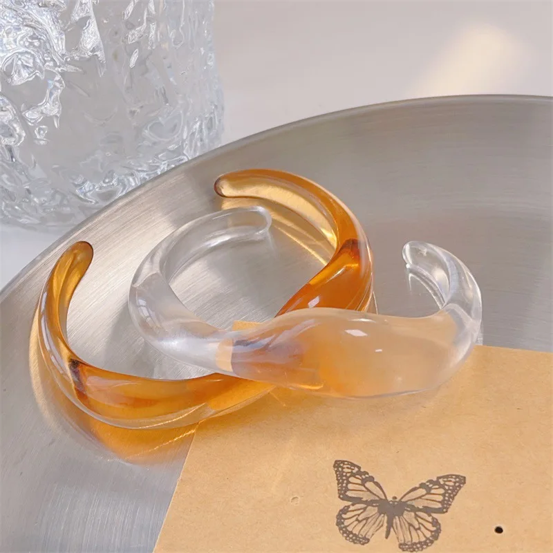 Модные Красочные прозрачные полимерные Открытые Браслеты геометрические