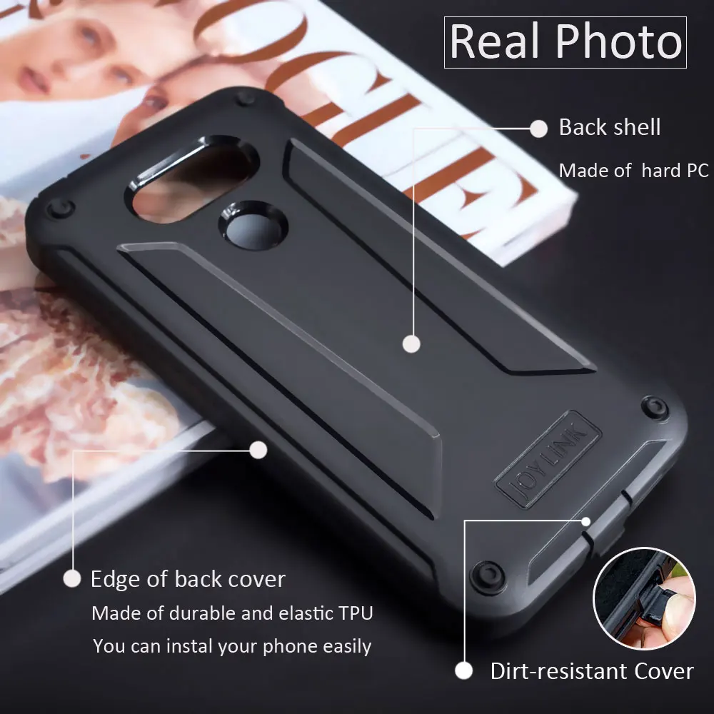 For LG G5 Phone Case Heavy Duty Protection Cover Joylink Built-in Screen Protector Defender Business Black