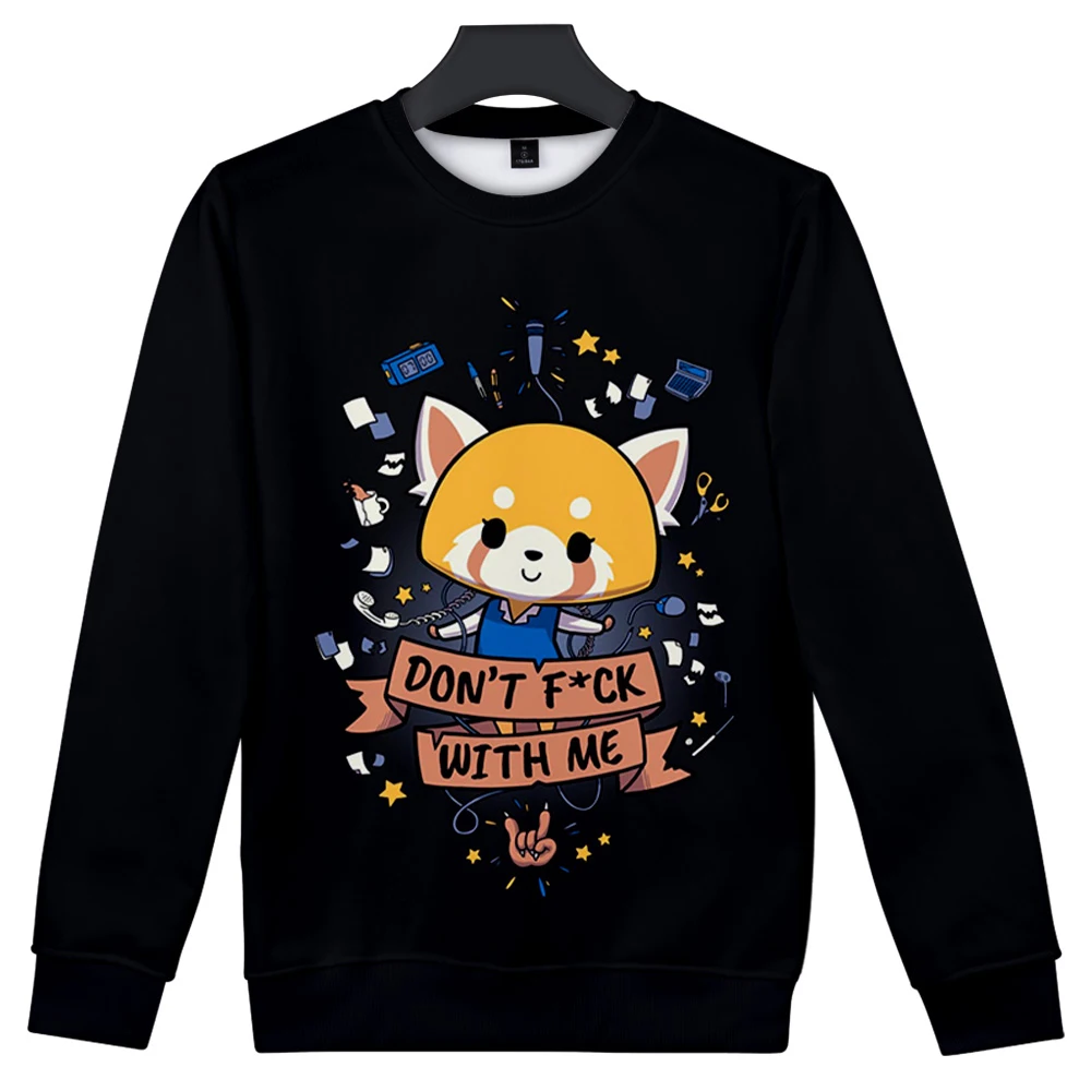 

Толстовка Aggretsuko с круглым вырезом для мужчин и женщин, толстовка с длинным рукавом, уличная одежда в стиле Харадзюку, с американским мультяш...