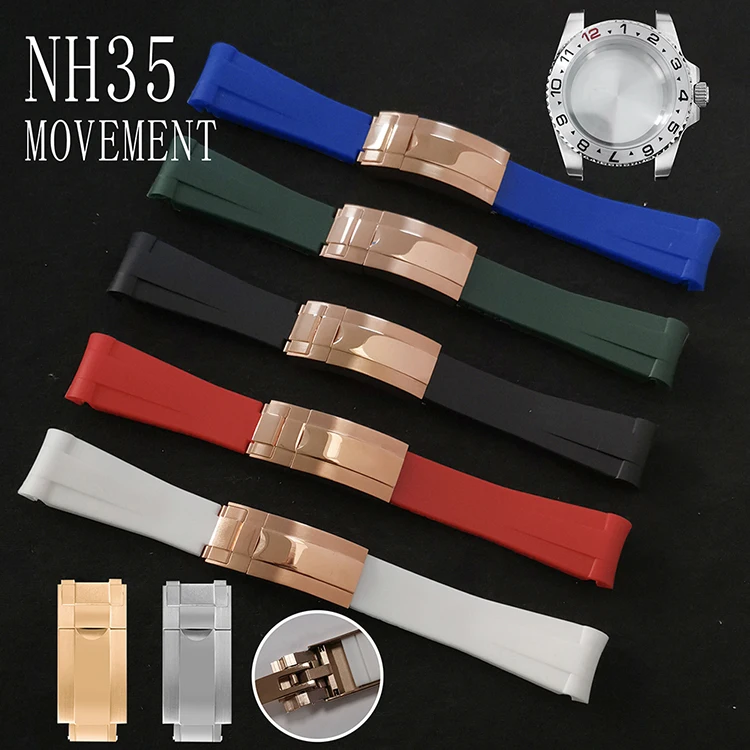 40mm SUB 316L Stainless Steel Case Sapphire Glass Silicone Strap Folding Clasp For NH35/36 Movement
