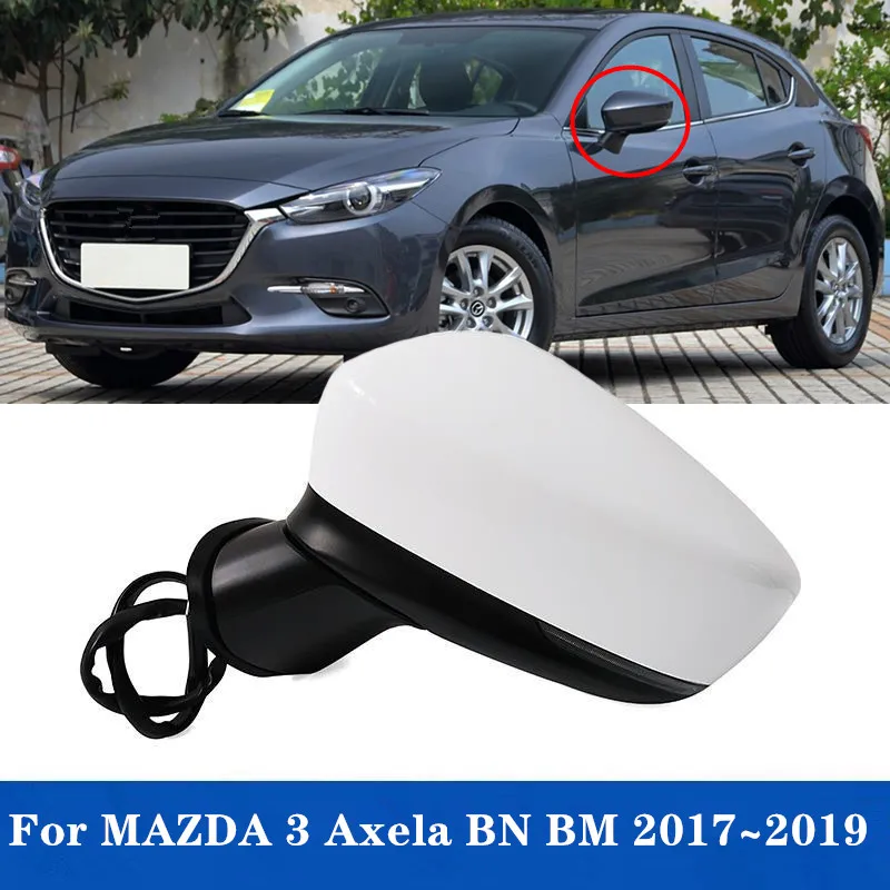 Фото Автомобильное боковое зеркало заднего вида в сборе для MAZDA 3 Axela BN BM 2017 2018 9 контактов со строительным обогревом Электрический складной BSD №1